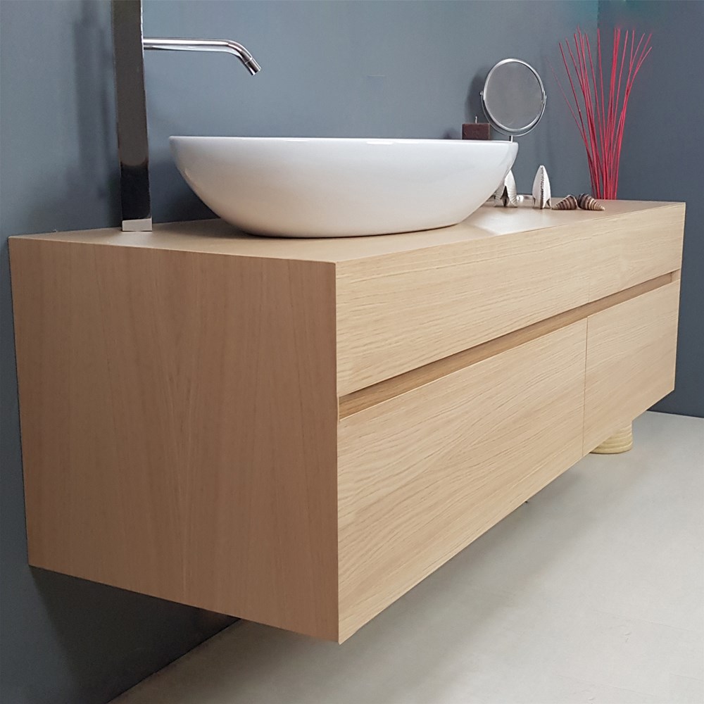 Mobile Completamente In Legno Doppio Lavabo.Minimal 45 4 Mobile Sospeso 4 Cassetti